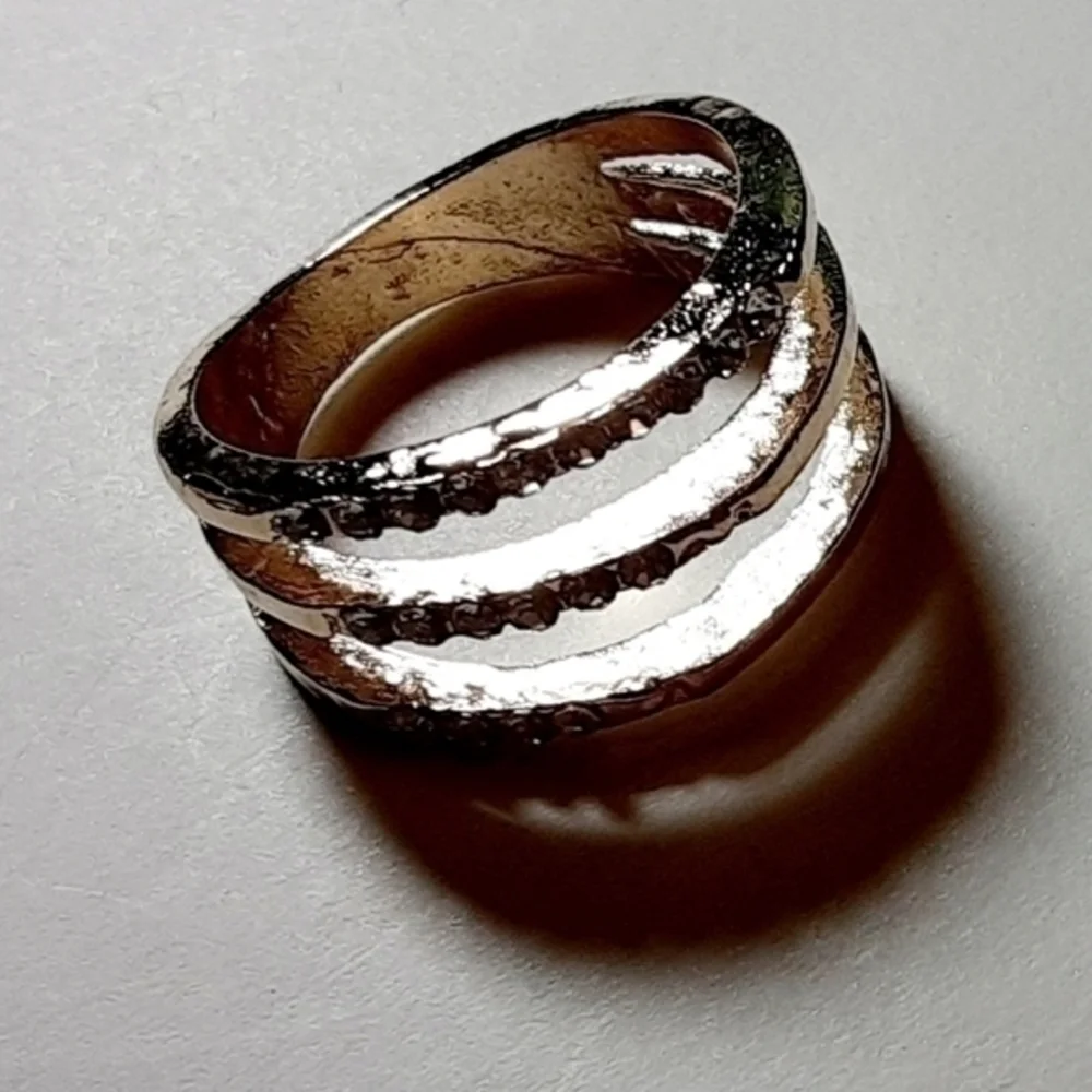 Cocktail CZ Midi Ring Cuff- Gold Tone